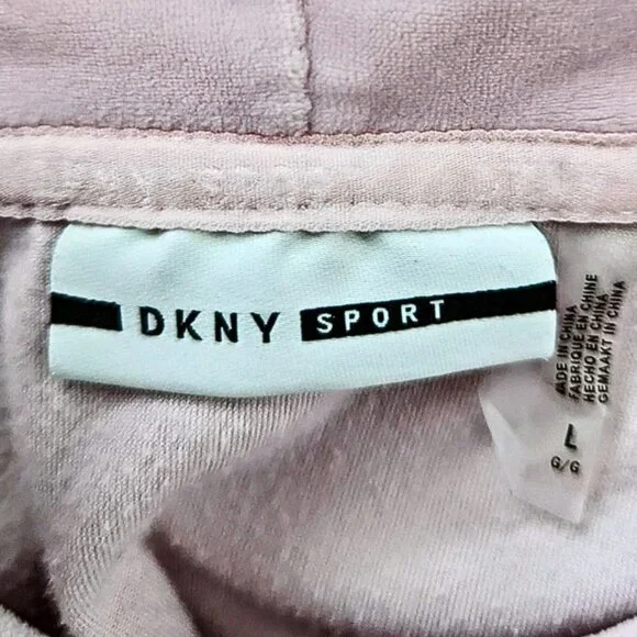 DKNY SPORT LILIAC/PINK VELOUR PULLOVER  HOODIE USED AS A STUDIO ITEM (LARGE) - Picture 4 of 4